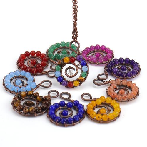 Gemstone smycken halsband, Ädelsten, med järnkedja & Mässing, handgjord, olika material för val & för kvinna & ihålig, Säljs av PC