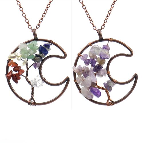 Gemstone smycken halsband, Ädelsten, med järnkedja & Mässing, handgjord, olika material för val & för kvinna & ihålig, Säljs av PC