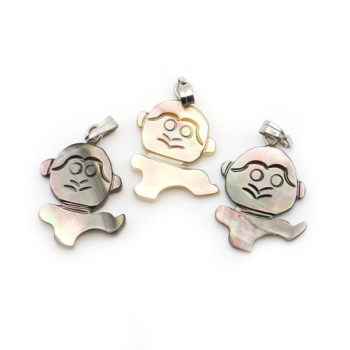 Black+Lip+Shell pingente, with Fio de cera & ferro, Coruja, DIY, cores misturadas, 16x22mm, vendido por PC