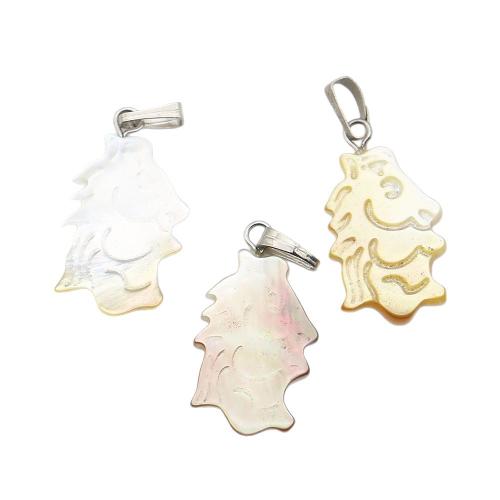 conchiglia marina pendente, with corda di cera & ferro, Cavallo, DIY, colori misti, 13x24mm, Venduto da PC