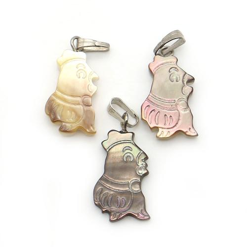 conchiglia marina pendente, with corda di cera & ferro, Gallina, DIY, colori misti, 11x21mm, Venduto da PC