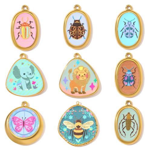 Nerezová ocel zvířat Přívěsky, 304 Stainless Steel, barva pozlacený, DIY & smalt, více barev na výběr, 3PC/Bag, Prodáno By Bag