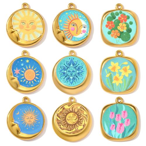 Nerezová ocel Šperky Přívěsky, 304 Stainless Steel, barva pozlacený, DIY & smalt, více barev na výběr, 3PC/Bag, Prodáno By Bag