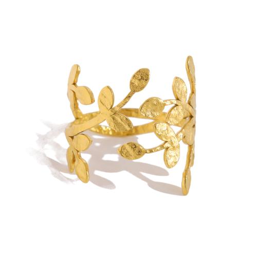 Prst prsten z nerezové oceli, 304 Stainless Steel, List, 18K pozlacené, módní šperky & různé styly pro výběr & pro ženy, Prodáno By PC