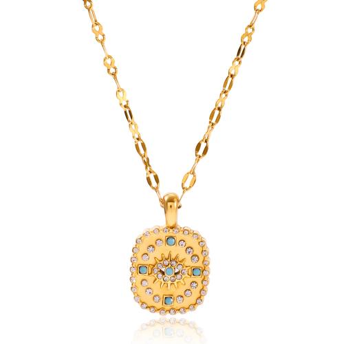 Cubic Zirconia Stainless Steel smycken, 304 rostfritt stål, med Cubic Zirconia & Syntetisk Turkos, plated, mode smycken & olika stilar för val & för kvinna, Säljs av PC