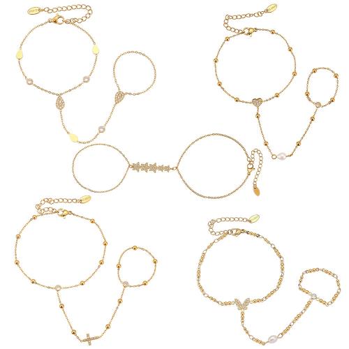 Gotický Náramek Prsten, 304 Stainless Steel, s Sladkovodní Pearl, různé styly pro výběr & micro vydláždit kubické zirkony & pro ženy, Prodáno By PC