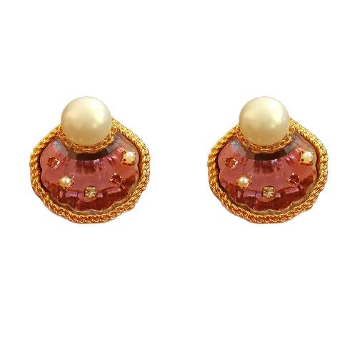 Orecchini perle d'acquadolci , ottone, with perla d'acquadolce coltivata naturalmente & cristallo, Placcato oro 18K, gioielli di moda & per la donna, 19x20mm, Venduto da coppia