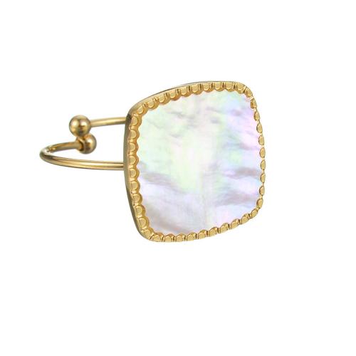 Prst prsten z nerezové oceli, 304 Stainless Steel, Náměstí, á, módní šperky & pro ženy, zlatý, Prodáno By PC