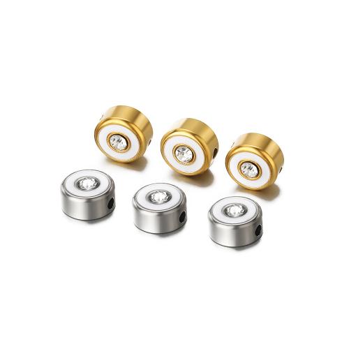 Rostfritt stål pärlor, 304 rostfritt stål, guldfärg pläterade, DIY & micro bana cubic zirconia & emalj, fler färger för val, 5PC/Bag, Säljs av Bag