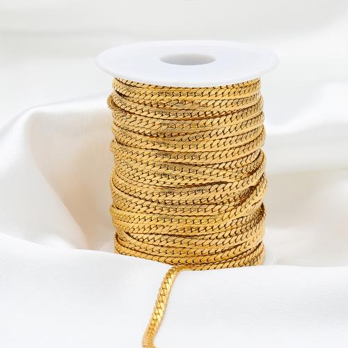 Kantkedja i rostfritt stål, 304 rostfritt stål, guldfärg pläterade, DIY, fler färger för val, Säljs av m