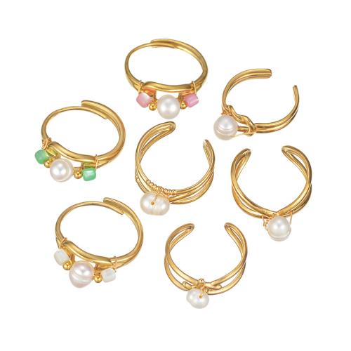 Prst prsten z nerezové oceli, 304 Stainless Steel, s Vinuté, á, různé styly pro výběr & pro ženy & dutý, zlatý, Prodáno By PC