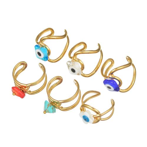 Evil Eye šperky prst prsten, 304 Stainless Steel, s Vinuté, á, různé styly pro výběr & pro ženy & dutý, zlatý, Prodáno By PC