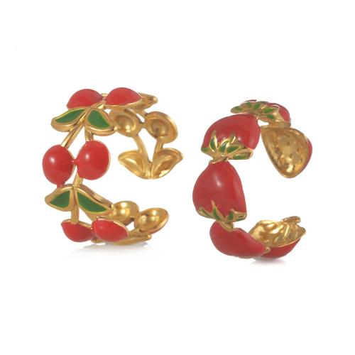 Emaille roestvrij staal vinger ring, 304 roestvrij staal, gold plated, verschillende stijlen voor de keuze & voor vrouw & glazuur, Verkocht door PC