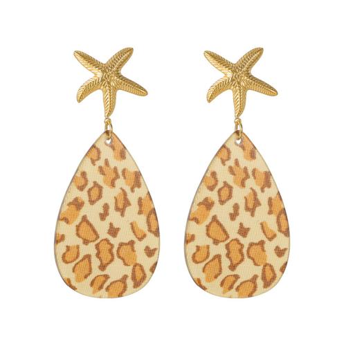 Boucle d'oreille goutte inox, Acier inoxydable 304, avec Acrylique, Placage, bijoux de mode & pour femme, doré, Vendu par paire