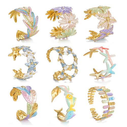 304 Stainless Steel Ranneke rannerengas, kullan väri kullattu, eri tyylejä valinta & naiselle & emali, enemmän värejä valinta, Myymät PC