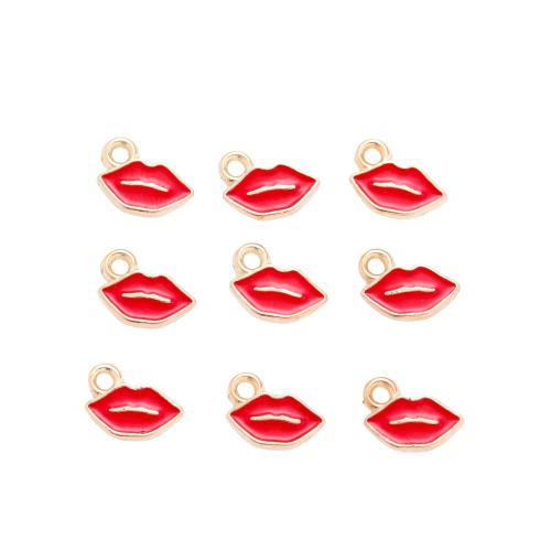Zinc Alloy émail Pendants, alliage de zinc, lèvre, Placage, DIY, plus de couleurs à choisir, 100PC/sac, Vendu par sac