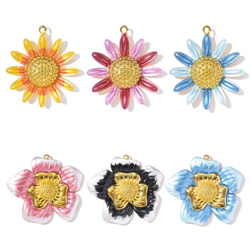 Stainless Steel Flower Pendant 304 Stainless Steel plated DIY & enamel Sold By Bag