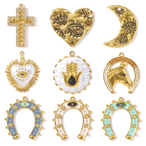 Stainless Steel Pendants 304 Stainless Steel plated DIY & enamel & with rhinestone Sold By Bag
