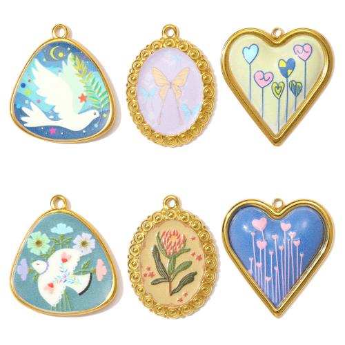 Nerezová ocel Šperky Přívěsky, 304 Stainless Steel, DIY & smalt, více barev na výběr, 3PC/Bag, Prodáno By Bag