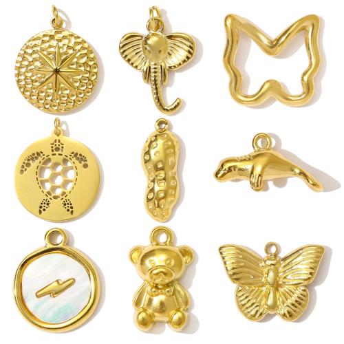 Rostfritt stål Smycken Hängen, 304 rostfritt stål, med Shell, plated, DIY, fler färger för val, 3PC/Bag, Säljs av Bag