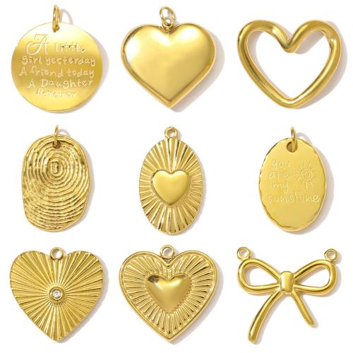 Nerezová ocel Šperky Přívěsky, 304 Stainless Steel, DIY & s drahokamu, zlatý, 3PC/Bag, Prodáno By Bag