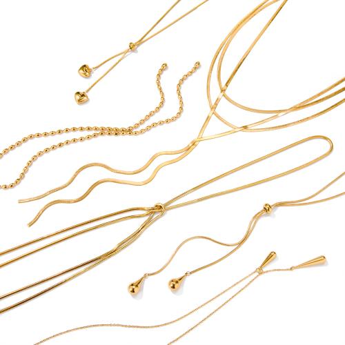 Stainless Steel smycken halsband, 304 rostfritt stål, plated, mode smycken & olika stilar för val & för kvinna, gyllene, Säljs av PC