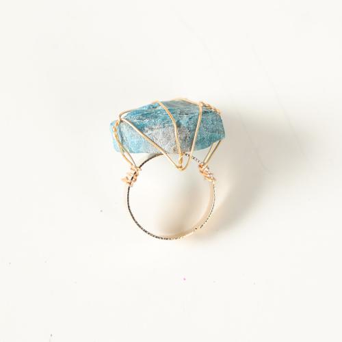 Gemstone prst prsten, Mosaz, s Přírodní kámen, módní šperky & různé materiály pro výběr & pro ženy, Prodáno By PC