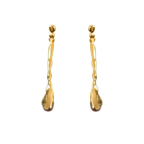 Goujon Laiton, Placage, bijoux de mode & pour femme, doré, 42x3mm, Vendu par paire