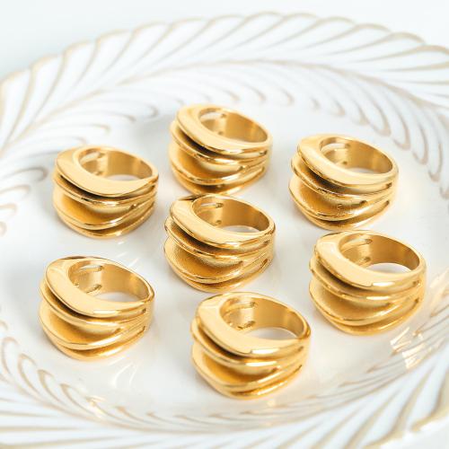 Prst prsten z nerezové oceli, 304 Stainless Steel, barva pozlacený, módní šperky, zlatý, 210x130x10mm, Prodáno By PC