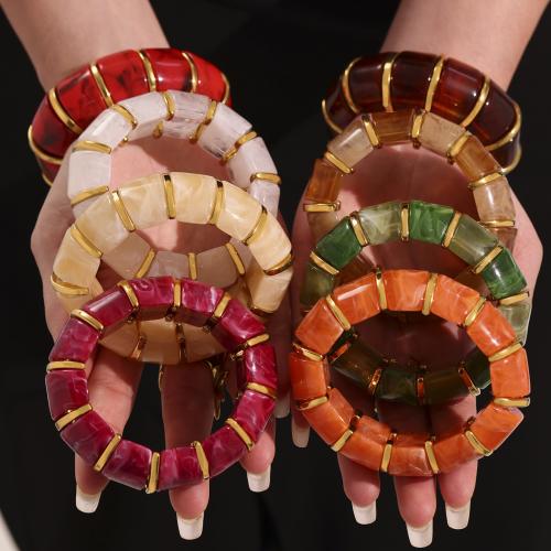 Bracelets résine, Acier inoxydable 304, avec résine, Placage de couleur d'or, bijoux de mode, plus de couleurs à choisir, Vendu par PC