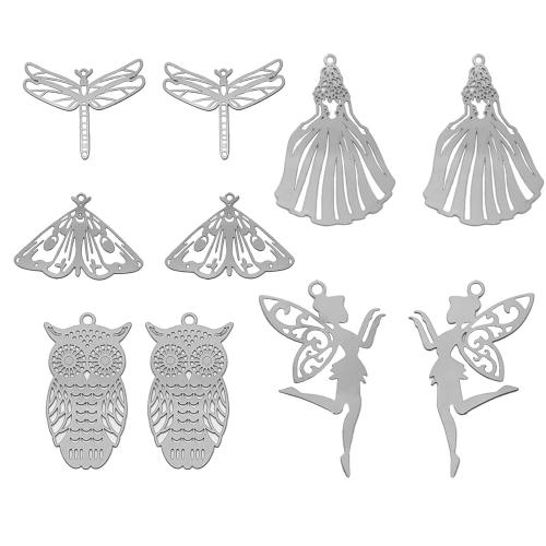 Μενταγιόν από ανοξείδωτο χάλυβα κοσμήματα, 201 από ανοξείδωτο χάλυβα, χρώμα επιπλατινωμένα, DIY & διαφορετικά στυλ για την επιλογή & κοίλος, 100PCs/τσάντα, Sold Με τσάντα