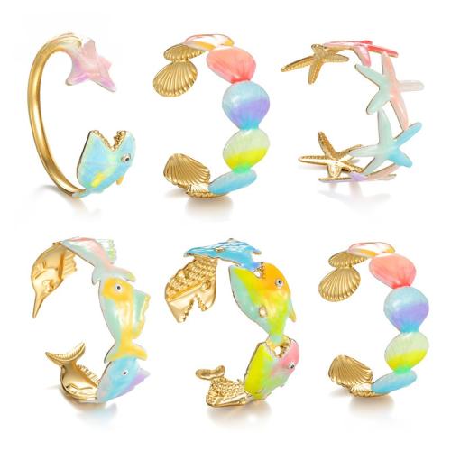 304 Stainless Steel Ranneke rannerengas, kullan väri kullattu, eri tyylejä valinta & naiselle & emali, monivärinen, Myymät PC