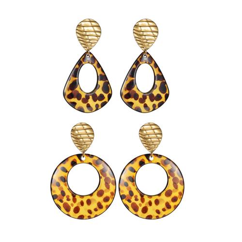 Edelstahl Ohrringe, 304 Edelstahl, mit Acryl, goldfarben plattiert, verschiedene Stile für Wahl & für Frau & hohl, verkauft von Paar