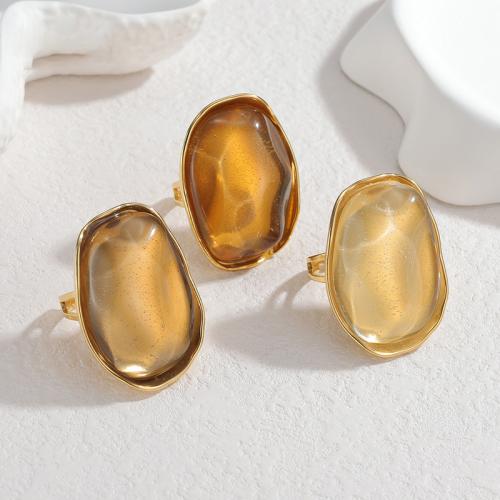 Rostfritt stål Fingerringar, 304 rostfritt stål, med Harts, guldfärg pläterade, mode smycken & för kvinna, fler färger för val, Säljs av PC