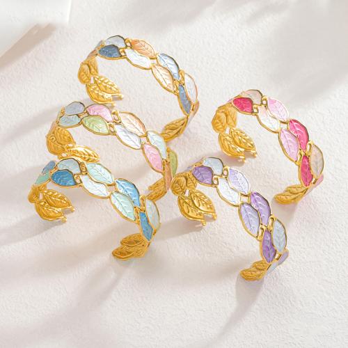 304 Stainless Steel Ranneke rannerengas, kullan väri kullattu, naiselle & emali & ontto, enemmän värejä valinta, Myymät PC