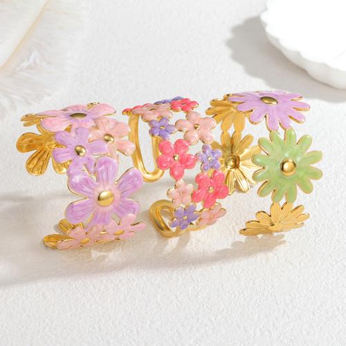 304 Stainless Steel Ranneke rannerengas, kullan väri kullattu, eri tyylejä valinta & naiselle & emali & ontto, monivärinen, Myymät PC