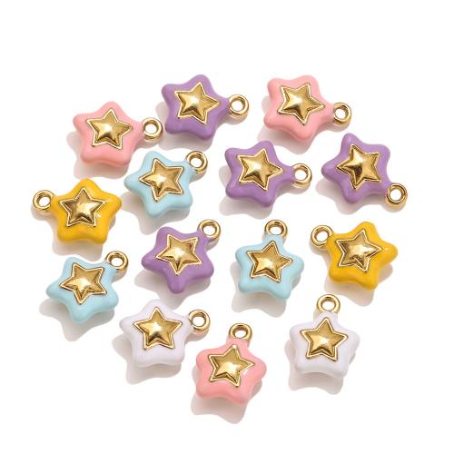 Μενταγιόν από ανοξείδωτο χάλυβα κοσμήματα, 304 από ανοξείδωτο χάλυβα, Αστέρι, χρώμα επίχρυσο, DIY & σμάλτο, περισσότερα χρώματα για την επιλογή, 5PCs/τσάντα, Sold Με τσάντα