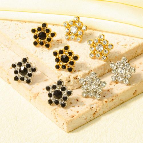 Edelstahl Ohrringe, 304 Edelstahl, Stern, plattiert, Modeschmuck & mit Strass, keine, 13x13mm, verkauft von Paar
