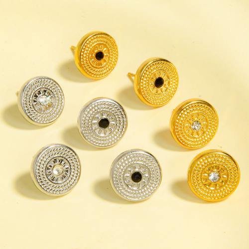 Edelstahl Ohrringe, 304 Edelstahl, plattiert, Modeschmuck & mit Strass, keine, 11x11mm, verkauft von Paar