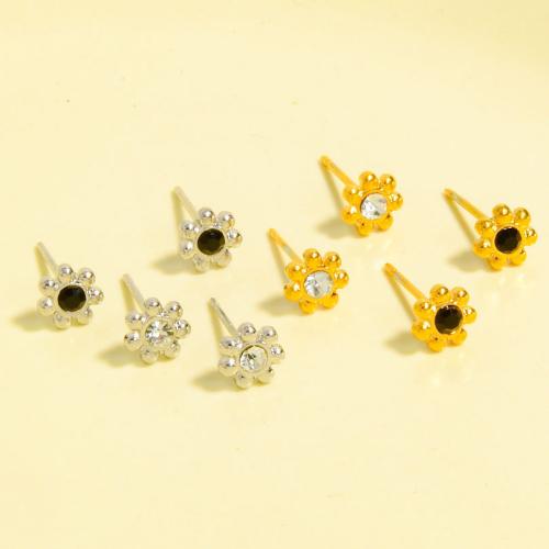 Edelstahl Ohrringe, 304 Edelstahl, plattiert, Modeschmuck & mit Strass, keine, 5.80x5.80mm, verkauft von Paar