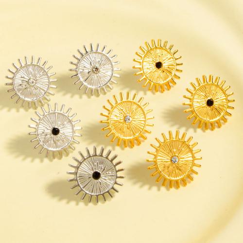 Edelstahl Ohrringe, 304 Edelstahl, Sonne, plattiert, Modeschmuck & mit Strass, keine, 19x19mm, verkauft von Paar