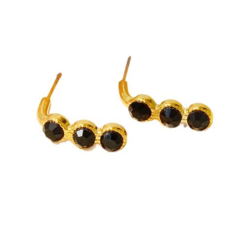 Edelstahl Ohrringe, 304 Edelstahl, plattiert, Modeschmuck & mit Strass, keine, 18x5.20mm, verkauft von Paar