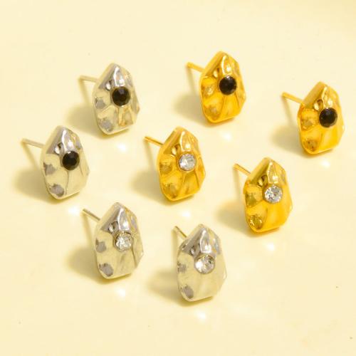 Edelstahl Ohrringe, 304 Edelstahl, plattiert, Modeschmuck & mit Strass, keine, 10x6.50mm, verkauft von Paar