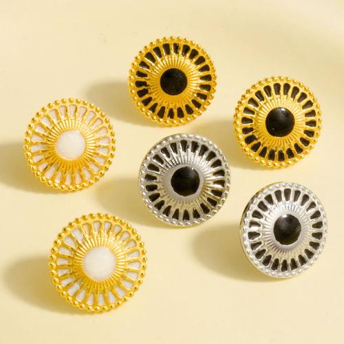 Edelstahl Ohrringe, 304 Edelstahl, rund, plattiert, Modeschmuck & Emaille, keine, 16.20x16.20mm, verkauft von Paar