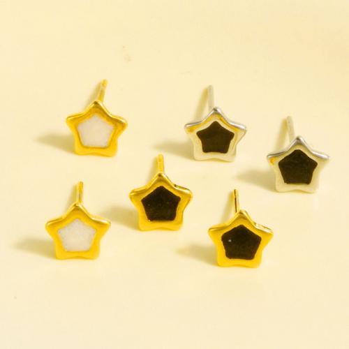 Rostfritt stål Stud Örhängen, 304 rostfritt stål, Star, plated, mode smycken & emalj, fler färger för val, 7x7mm, Säljs av Par