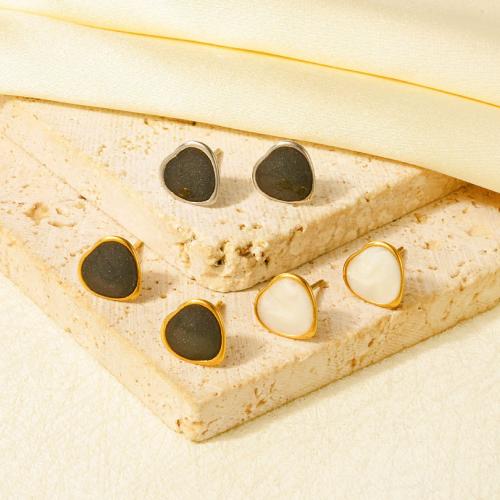 Rostfritt stål Stud Örhängen, 304 rostfritt stål, Hjärta, plated, mode smycken & emalj, fler färger för val, 9x9mm, Säljs av Par