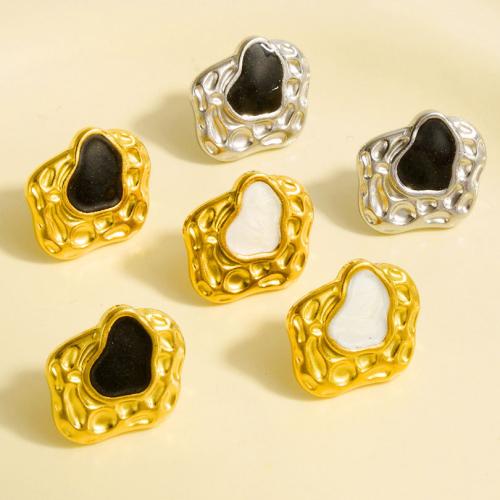 Rostfritt stål Stud Örhängen, 304 rostfritt stål, plated, mode smycken & emalj, fler färger för val, 16x17.50mm, Säljs av Par