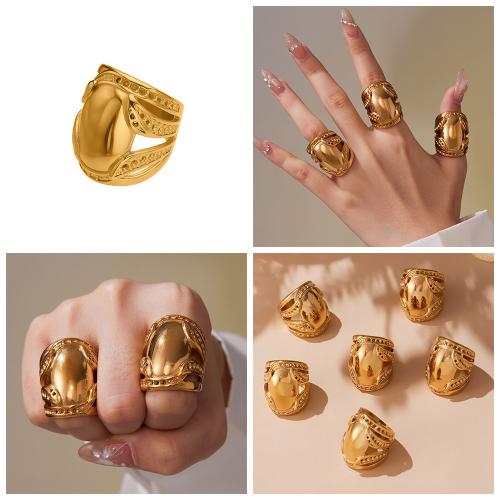 Ring Finger ze stali nierdzewnej, Stal nierdzewna 304, Platerowane w kolorze złota, biżuteria moda, złoty, sprzedane przez PC