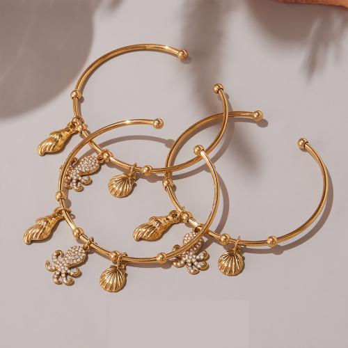 304 Stainless Steel Ranneke rannerengas, kullan väri kullattu, muoti korut & Micro Pave kuutiometriä zirkonia, enemmän värejä valinta, Myymät PC