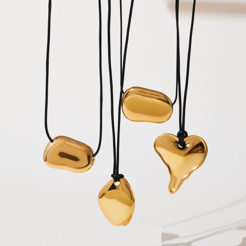 Stainless Steel smycken halsband, 304 rostfritt stål, med läder sladd, guldfärg pläterade, mode smycken, fler färger för val, Säljs av PC